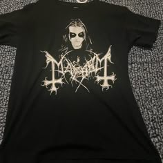 -Never Worn Before -Good Condition -Baggy Fit Black Metal Shirts, Baggy Band Tee Outfit, Baggy Band Tee, Metalhead Clothes, Mayhem Dead, Pelle Ohlin, Mayhem Band, Band Tee Outfits, Rock Band Shirts