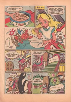 an old comic book page with cartoon characters