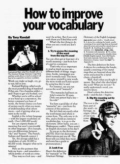 the article is about how to improve your vocabuary