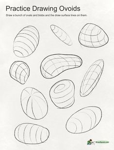 the instructions for drawing ovals are shown in black and white, with text that reads practice