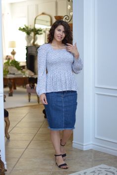 Our favorite yet!! Best seller at our Pop ups! Resembles Levi jean denim. Typical 5 pocket design, dark denim and frayed hem make our Uma skirt a new favorite! Denim has a nice stretch and fit is small, so definitely size up! Modeled pics to come, in XL, 5'5.5” and paired with our new Natalie top. 95% Cotton/3.5% Polyester/1.5% Spandex Small (waist 26"/hips 32"/length 22.5") Medium (waist 28"/hips 34"/length 23") Large (waist 30"/hips 36"/length 23.5") XLarge (waist 32"/hips 38"/length 23.5") Dark Denim Skirt, Pop Ups, Model Pictures, Small Waist, Dark Denim, Levis Jeans, Pocket Design, Best Seller, Denim Skirt