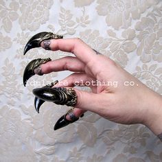 Fantasy Animal Filigree Claw Rings | Etsy Magic Claws Art, Claws Nails, Claw Rings, Nail Armor, Black Claws, Claw Ring, Claw Nails, Dragon Claw, Gold Dragon