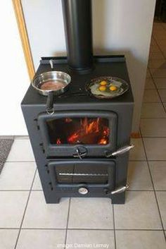 a stove with some food on top of it in a kitchen next to a door