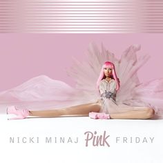 a doll with pink hair sitting on the floor in front of a white background and text that reads nicki mina pink friday