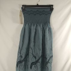 Women's Lapis Dress Size Is One Size( Fits Like A Medium) Color Blue Strapless Rn#99144 39% Polyester /37% Rayon / 1% Spandex Machine Wash Cold Dry Flat Stretch At Top And Sheer At Hemline No Stains, Holes Or Torn Areas Made In China Fitted Casual Strapless Dress, Casual Fitted Blue Strapless Dress, Casual Fitted Strapless Dress, Flowy Knee-length Sundress, Casual Lined Strapless Dress For Spring, Blue Casual Strapless Dress For Spring, Casual Fitted Maxi Strapless Dress, Casual Strapless Lined Dress, Casual Lined Strapless Dress