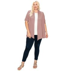 Product Description: Enhance your everyday wardrobe with our Plus Size Casual Short Sleeve Cardigan. This versatile cardigan is perfect for layering, providing both comfort and style. Crafted from soft, breathable fabric, it features short sleeves and an open front design, making it ideal for warm weather or transitioning between seasons. The relaxed fit ensures it drapes beautifully over any outfit, whether you're dressing up for a day at the office or keeping it casual for a weekend outing. Av Versatile Cardigan, Cheap Stretch Cardigan With 3/4 Sleeves, Moa Collection, Short Sleeve Cardigan, Sleeve Cardigan, Plus Size Casual, Everyday Wardrobe, Front Design, Cardigans For Women