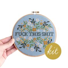 'Fuck This Shit' is a perfect project for subversives of all skill levels. Featuring a classic floral design, this beginner friendly cross stitch kit comes with all the supplies you need to create a sassy sampler. Let your feelings be heard with this irreverent kit. SKILL LEVELBeginner Cross Stitch Onto Clothes, Hand Cross Stitch Pattern, Swearing Cross Stitch Patterns Free, Dr Pepper Cross Stitch, Negative Space Cross Stitch, Silly Cross Stitch Pattern, Cross Stitch Signs, Swear Word Cross Stitch, Free Funny Cross Stitch Patterns