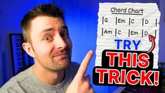 a man holding up a piece of paper with the words try this trick written on it