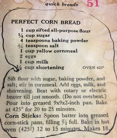 an old recipe for bread with instructions on it