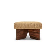 the foot stool is made out of wood and fabric