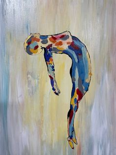 a painting of a person doing a handstand