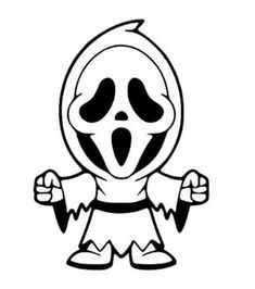 a black and white drawing of a cartoon character with an evil face on it's head