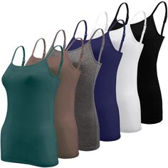 PRICES MAY VARY. Size spectrum - BQTQ offer S, M, L, XL, XXL size women camisole tops for options, the basic camisoles aresuitable for most of women in different ages, the detail parameter of the camisole, please refer to the picture(Warm Notice: please check the size table carefully before place order.) 6 Colors - package include 6 pieces basic camisole for women in 6 different colors, black, white, dark gray, navy, brown and blue green are available, simple and classic colors basic camisole ar Undershirt Tank Top, Long Tank Tops, Womens Camisoles, Black Camisole, Spaghetti Strap Tank Top, Different Dresses, Navy And Brown, Tank Top Camisole, Strap Tops