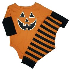 Garanimals 2 Piece Halloween Outfit Size 3/6 Months Brand: Garanimals Includes: Bodysuit, Pants Size: Infant 3/6 Months Color: Orange, Black, White Pattern/Graphic: Colorblock Bodysuit With Jack O Lantern Graphic, Striped Pants Sleeve: Long Closure: Bodysuit Snaps Between Legs, Pants Are Pull On With Elastic Waist Vintage: No Details: 2 Piece Set, Lightweight, Stretch Jersey Knit Fabric: Cotton, Polyester New With Tags Black Playful Bodysuit For Casual Wear, Black Onesie For Halloween Playtime, Black Halloween Onesie For Playtime, Orange Long Sleeve Halloween Sets, 1st Halloween, Kids Onesies, Unisex Onesies, First Halloween, Halloween Outfit