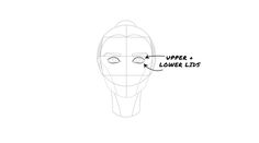 a drawing of the upper and lower limbs of a person's head with their eyes closed