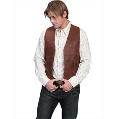 FeaturesLambskinbuttonfrontvestSinglepointyokesfront&back5buttonfrontTwofrontweltpocketsOneinsidepocketAcetateliningMadeinIndiaMaterial100%LeatherGenderMenColorBrownSize44ItemWeight1.36lbs. Mens Western Vest, Western Formal Wear, Western Vest, Leather Outerwear, Period Outfit, Leather Wear, Outerwear Vest, Leather Vest, Distressed Leather