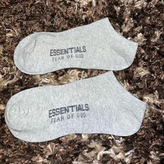 Grey Essentials Fear Of God Socks Never Worn Breathable Casual Winter Socks, Breathable Casual Socks For Spring, Casual Cotton Socks For Streetwear, Casual Cotton Streetwear Socks, Casual Gray Breathable Socks, Comfortable Cotton Socks For Streetwear, Trendy Gray Cotton Socks, Casual Winter Socks For Loungewear, Comfortable Casual Socks