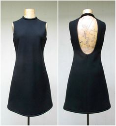 Vintage 1960s Pierre Cardin Space Age Dress, 60s Mod Designer Shift, A Line Black Wool Dress, Little Pierre Cardin Space Age, Space Age Dress, Rolled Collar, 60s Mod, 60s Dress, Mod Dress, 60s Fashion, Pierre Cardin, Wool Dress