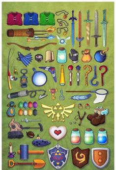 an image of various items that are in the shape of a circle on a green background