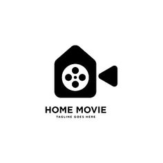 the home movie logo is black and white, with a video camera in front of it