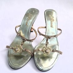 New J Renee Gold Multi Jewel Nwot Metallic Lime Green With Gold Heels 2000s Heels, Aura Manifestation, Dream Heels, J Renee Shoes, Sparkly Outfits, Shoes Sandal, 90s Y2k Fashion, Kawaii Shoes, Shoes Green