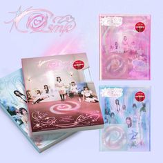 the album's cover art is shown in three different colors and styles, including pink