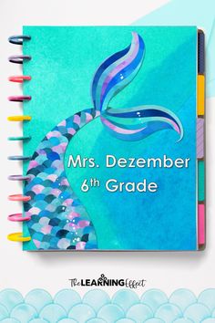 a spiral notebook with colored pencils on it and the title mrs dezember 6th grade