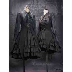 A gothic blouse that looks like a noble lady from medieval Europe. Her collar has a cross sword embroidered on it, the back is laced, and the chest is decorated with a statement frill. She is a mysterious young lady with a gorgeous aura. 
 
 

 

 
 
 
 Size 
 
 XS size 
 
 Length: 63cm 
 Bust: 84cm 
 Waist: 72cm 
 Sleeve length: 62cm 
 
 S size 
 
 Length: 64cm 
 Bust: 88cm 
 Waist: 76cm 
 Sleeve length: 62cm 
 
 M size 
 
 Length: 65cm 
 Bust: 92cm 
 Waist: 80cm 
 Sleeve length: 62.5cm 
 
 L s Elegant Long Sleeve Dresses For Fantasy Events, Gothic Long Sleeve Dress For Fantasy Events, Gothic Victorian Long Sleeve Dress For Costume Party, Gothic Victorian Dress For Costume Party, Gothic Long Sleeve Victorian Dress For Halloween, Victorian Dress For Halloween Fantasy Events, Elegant Corset Dress For Fantasy Events, Gothic Fitted Blouse For Costume, Gothic Long Sleeve Corset Dress For Costume