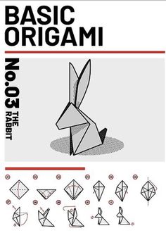 the instructions for how to make an origami rabbit with different shapes and sizes