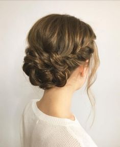 Wedding Hair Low Bun With Braid, Anastasia Wedding, Bridesmaid Hairdo, Grad Hair, Bridesmaid Hair Inspo, Wedding Hair Up, Ball Hairstyles, Flower Girl Hairstyles