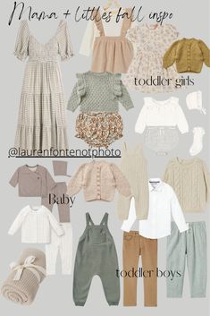 many different types of clothes for babies and toddlers to wear on the same day