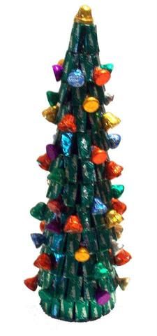 a small christmas tree made out of candy