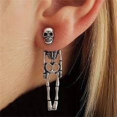 Halloween Silvery Skeleton Design Dangle Earrings Retro Goth Style Alloy Jewelry Ghost Festival Ornaments on Storenvy Grunge Jewelry For Halloween Alternative Fashion, Grunge Jewelry For Halloween, Grunge Halloween Jewelry For Alternative Fashion, Grunge Jewelry For Halloween And Alternative Fashion, Silver Metal Emo Style Earrings, Emo Style Pierced Metal Earrings, Silver Metal Emo Earrings, Emo Metal Earrings For Gift, Emo Style Metal Earrings For Gift