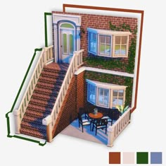 an image of a house with stairs to the second floor