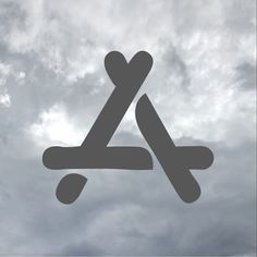 a black and white photo with the letter a in it's center surrounded by clouds