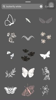 an image of butterflies and moths on a cell phone with the text, butterfly white