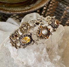 Beautiful Circa 1800s Art Nouveau Austro Hungarian Citrine Sterling Silver Pearl Vintage Antique Bracelet Art Nouveau Jewelery Victorian Jeweled Wedding Bracelets, Austro Hungarian, Usa Jewelry, Antique Bracelets, Handcrafted Necklace, Silver Pearls, Chain Link Bracelet, Citrine, Vintage Antiques