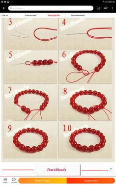 instructions to make beaded bracelets with red beads