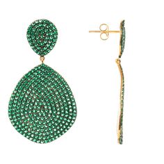 Monte Carlo Earring Gold Emerald Zircon | Latelita London | Wolf & Badger Fine Jewelry Party Earrings With Pave Setting, Teardrop Pave Setting Evening Jewelry, Teardrop Pave Jewelry For Evening, Teardrop Pave Setting Jewelry For Evening, Luxury Jewelry With Pave Setting For Party, Crystal Jewelry With Pave Setting For Party, Dazzling Party Earrings With Pave Setting, Earring Gold, Independent Designers Fashion