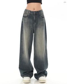 Loose Straight Jeans, Pants Korean, Denim Decor, Neutral Style, Y2k Denim, Baggy Y2k, Korean Fashion Women, Neutral Fashion