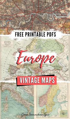 an old map with the text free printable maps europe and vintage maps on it