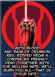 a star wars poster with an image of two lightsabers and the words, with blood and rage of crimson red ripped from a corpse