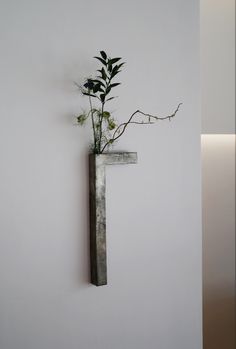 there is a vase with flowers in it on the wall