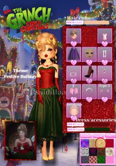 *Follow me for more !* This is a remake of my one of my outfits using the new hair and dress! #dresstoimpressmarthamay #dresstoimpress #dti #dresstoimpressideasfestiveholiday #howthegrinchstolechristmas #marthamaywhovier Martha From The Grinch, Festive Holiday Dress To Impress No Vip, Dti Holiday Non Vip, The Grinch Dress To Impress, Dti Theme Festive Holiday, Dress To Impress Festive Holiday Theme, Dti Christmas Hack, Dti Festive Holiday Outfit Theme, Grinch Dress To Impress