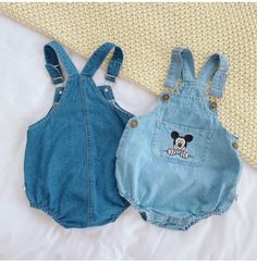 Mickey Mouse Overalls, Baby Mickey Mouse, Denim Embroidery, Disney Outfit, Baby Overalls, Baby Girl Boy, Baby Mickey, Boys Denim