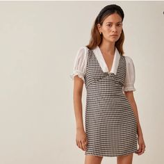 Brand New, With Tags. Pristine Condition. Non-Adjustable Straps.Ties At Waist. Out Of Stock At Reformation. Fitted Gingham Plaid Dress With V-neck, Fitted V-neck Plaid Dress For Spring, Plaid V-neck Dress For Work, Chic Fitted Plaid Dress With V-neck, Elegant Plaid V-neck Dress, Elegant Fitted Plaid Dress With Short Sleeves, Fitted Plaid V-neck Dress, Fitted V-neck Plaid Dress, Chic Plaid V-neck Dress