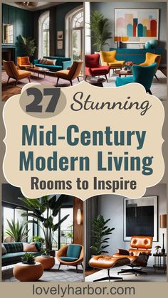 27 Beautiful Mid Century Modern Living Rooms Colorful Furniture Living Room, Mid Century Diy, Mid Century Modern Bedroom Design, Mid Century Modern Rug, Mid Century Modern Curtains, Mid Century Modern Coffee Table, Mid Century Modern Patterns