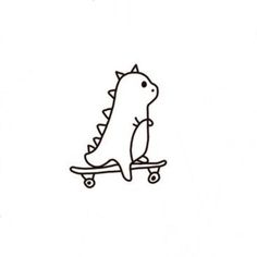 a drawing of a dinosaur on a skateboard with the caption that says, i'm going to ride