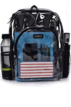 Heavy Duty Clear Plastic Backpack - See-through PVC Construction Bathtub Drain Stopper, Clear Backpack, School Bookbags, Small Notebook, Llbean Backpack, Transparent Design, Cool Backpacks, North Face Backpack, Binders