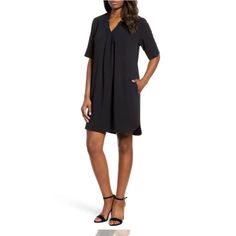 Bobeau Pleat Front Curved Hem Shirtdress In Black Xs Stored In Pet-Free, Smoke-Free Area 40 Year Old Womens Fashion, Casual Work Dresses, Womens Fashion Casual Outfits, Fashion Jackson, Womens Fashion Casual Summer, Womens Fashion For Work, Fashion Tips For Women, Petite Women, Little Dresses